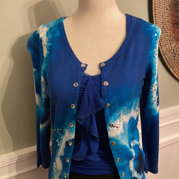 Whbm blue and aqua cardigan - Picture 2 of 4